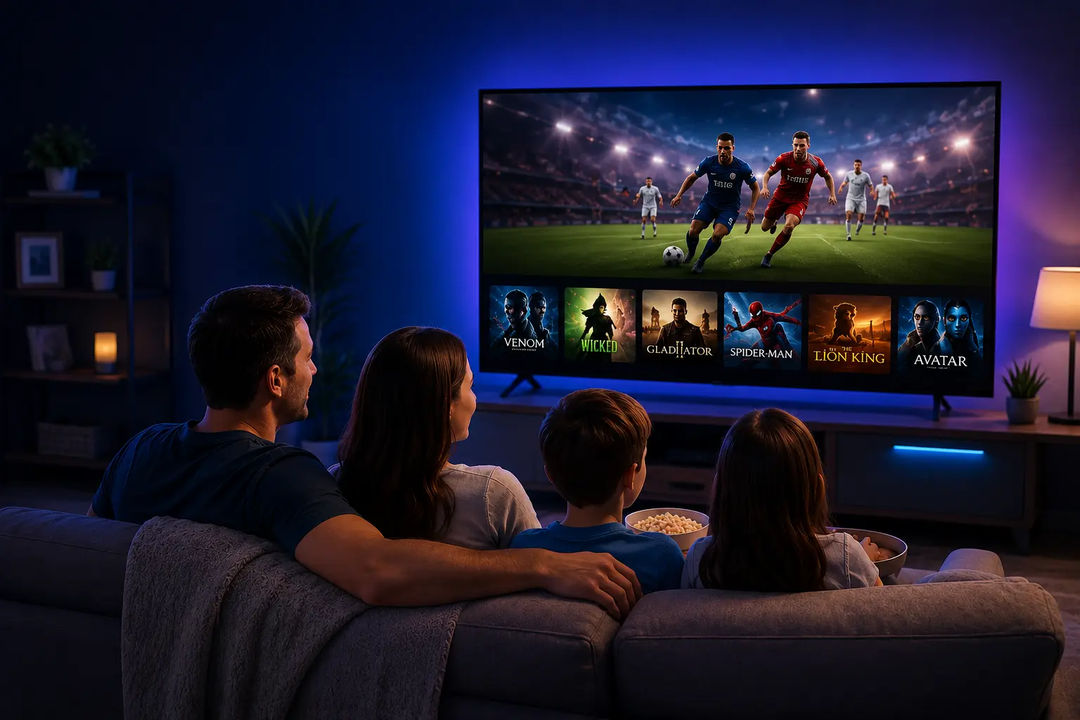 Best IPTV provider in USA showing live channels on TV, tablet and smartphone